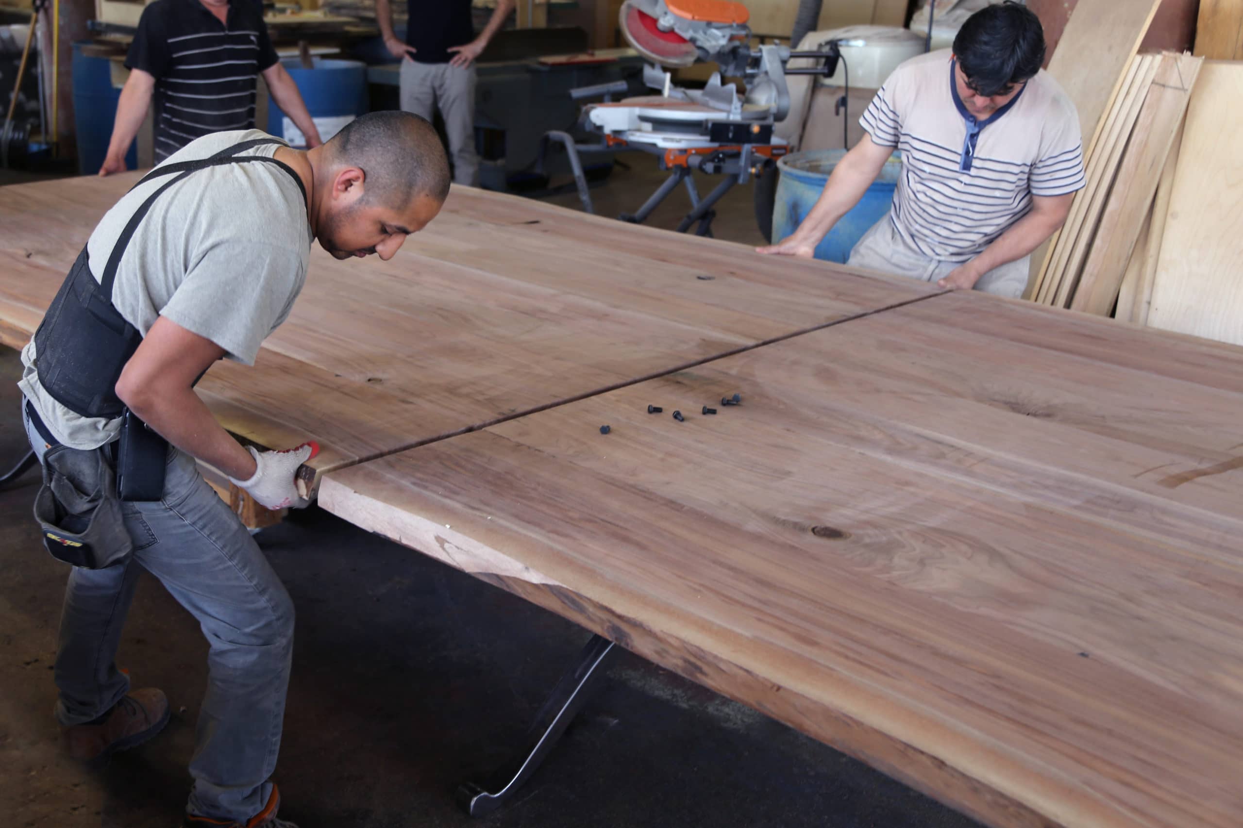 joining extra long live edge table top slabs