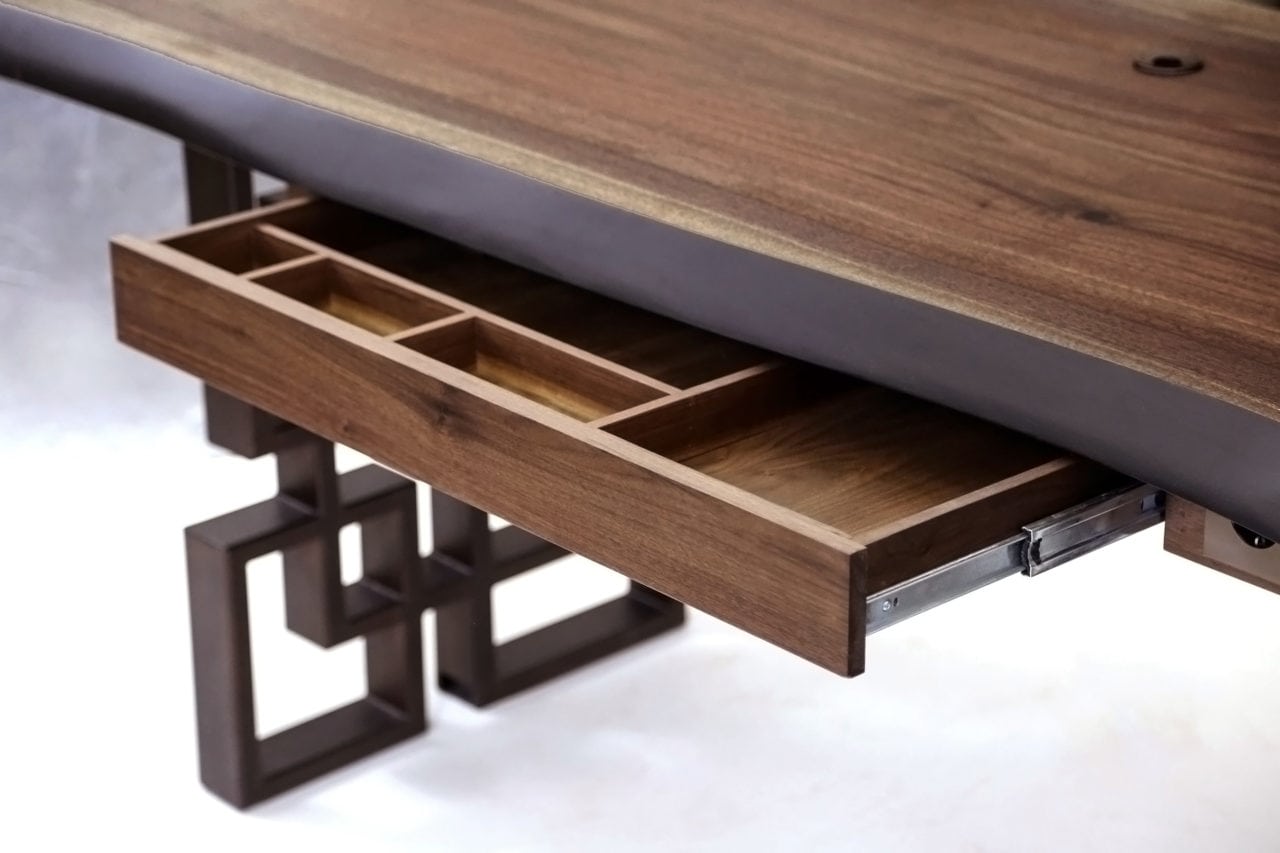 luxury writing desks - a luxury walnut desk with two draws